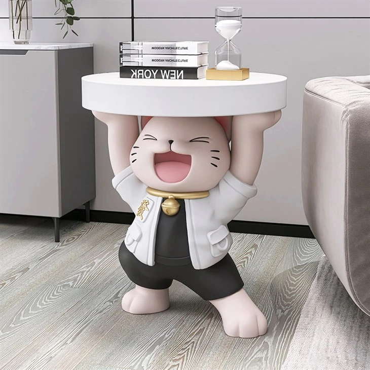 Large Happy Cat Tray Statue